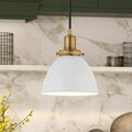 Henn & Hart Madison White & Brass Metal 8 in. Pendant PD0553